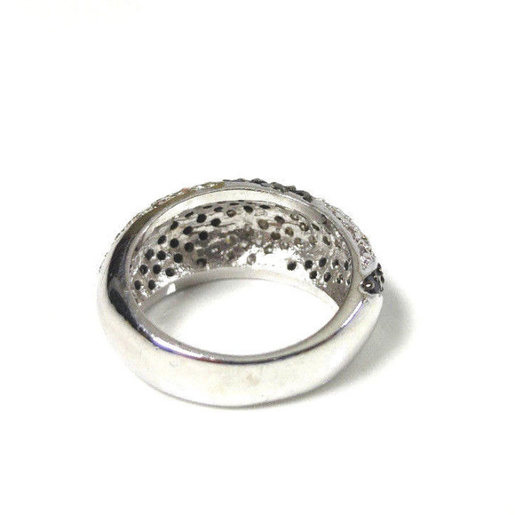Black and Clear CZ Ring Rhodium Plated Size 5 - Picture 7 of 7